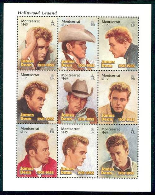 James Dean - Sheet of 9 stamps + Souvenir SheetMontserrat, 1996